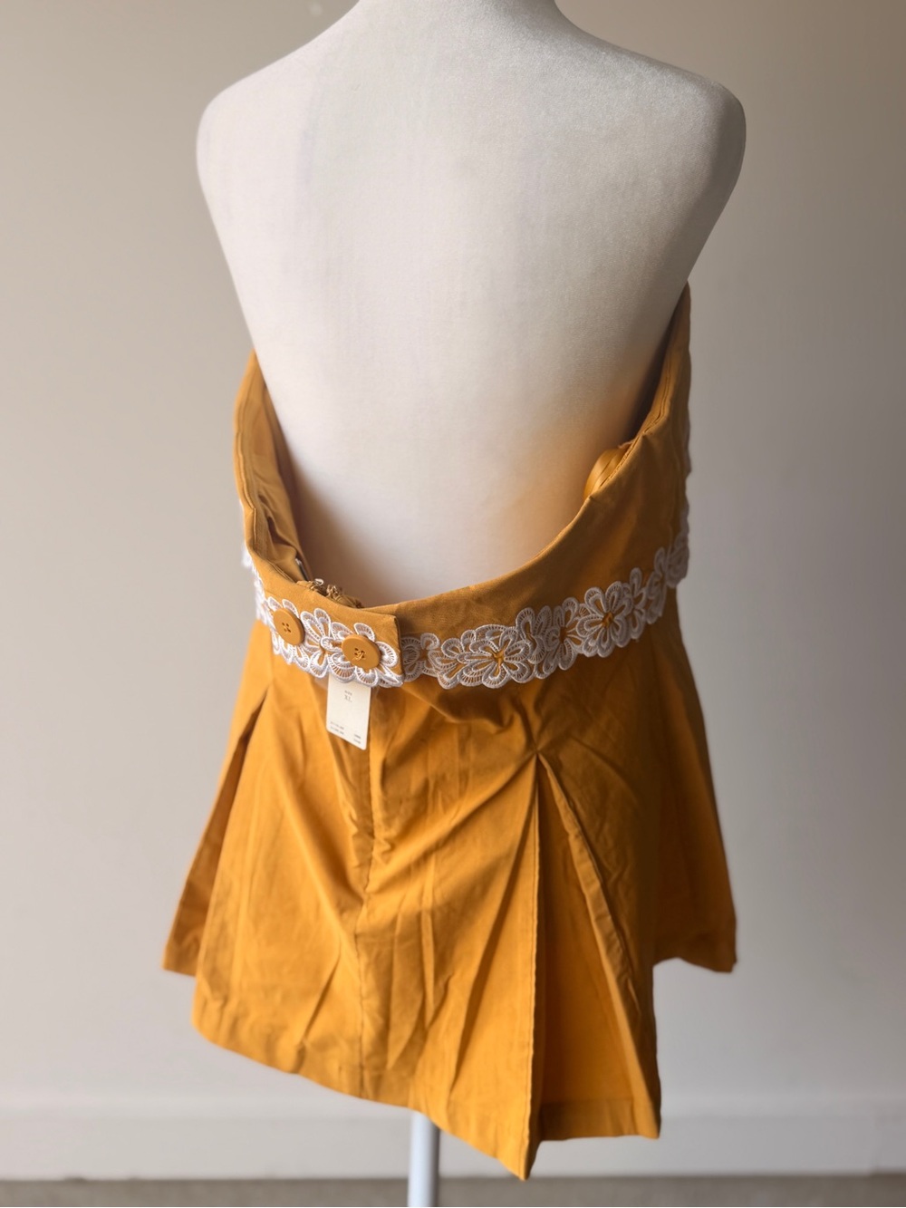 Maeve Mustard Yellow Strapless Dress with White Label - Picture 4 of 7